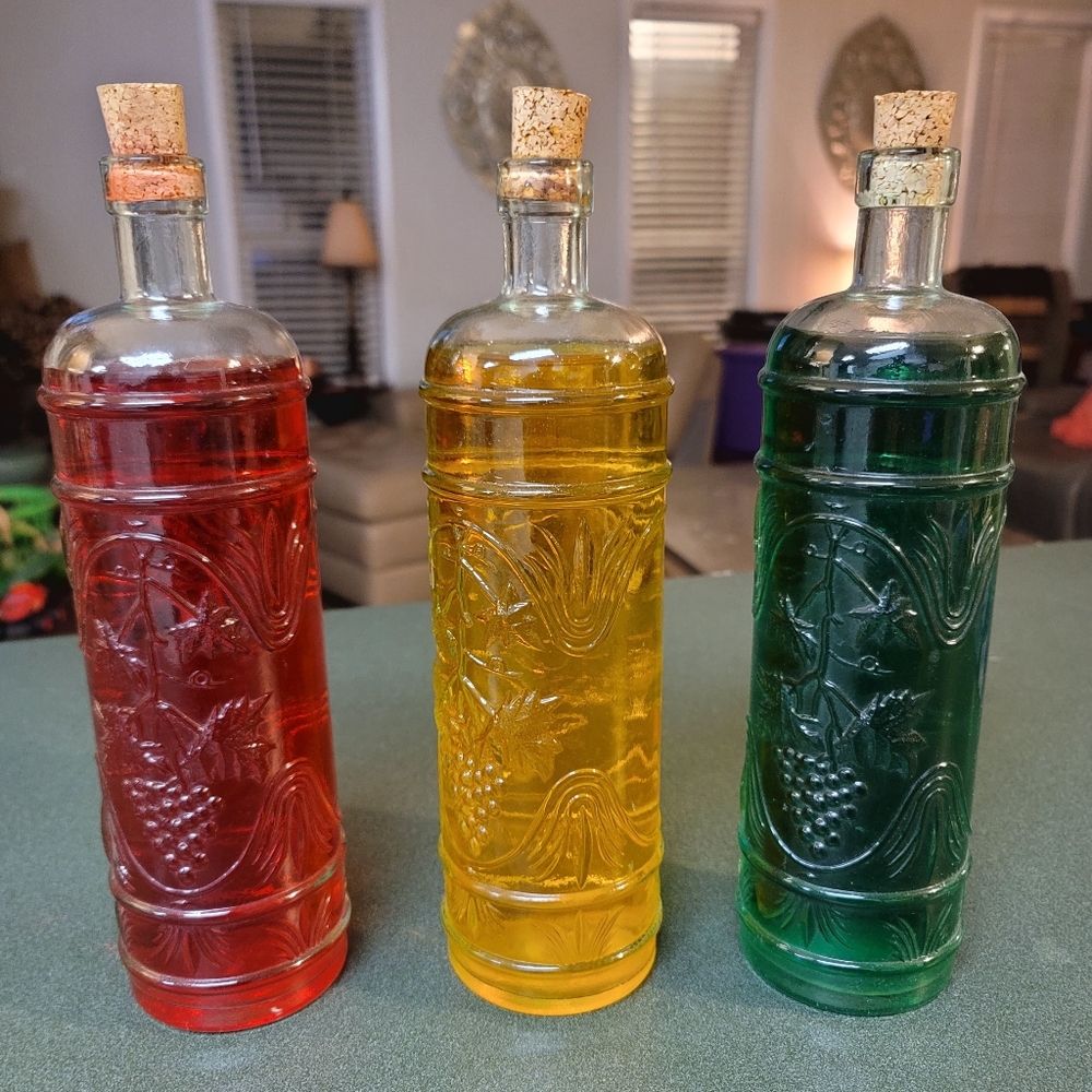 Bundle of 3 decor glass bottles